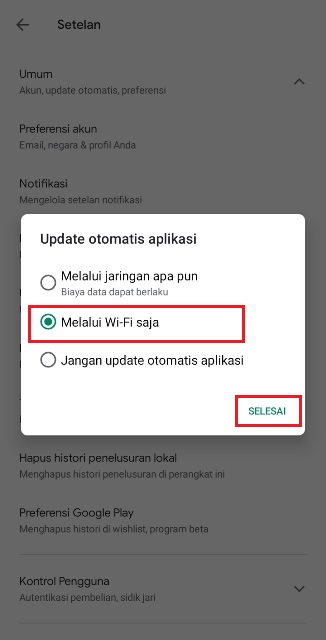 Cara Supaya Aplikasi Hanya Bisa Diperbarui dengan WiFi