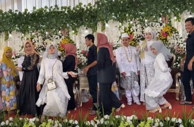 PD Banget Wanita ini Joget Heboh Sendirian di Depan Pengantin