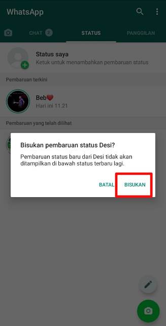 Cara Membisukan Status WA Teman Kita