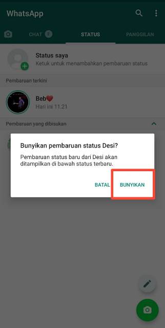 Cara Membunyikan Status WA Teman