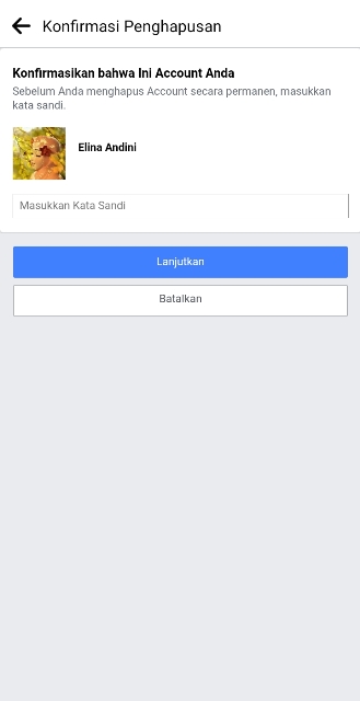 Konfirmasi Penghapusan Akun FB Konfirmasi Penghapusan Akun FB