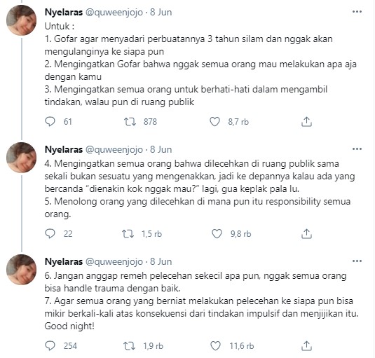 Pesan Akun Quweenjojo untuk Gofar Hilman