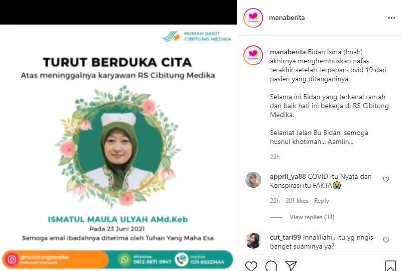 Tangakapan layar Unggahan Akun Instagram @manaberita