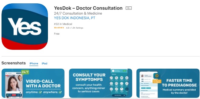 YesDok Aplikasi Cek Dokter di Android dan iPhone