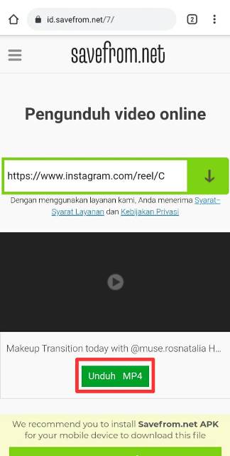 Cara Download Video di SaveFrom