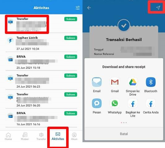 Cara Melihat Hasil Transfer BRImo