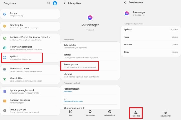 Cara Menghapus Data Messenger Facebook