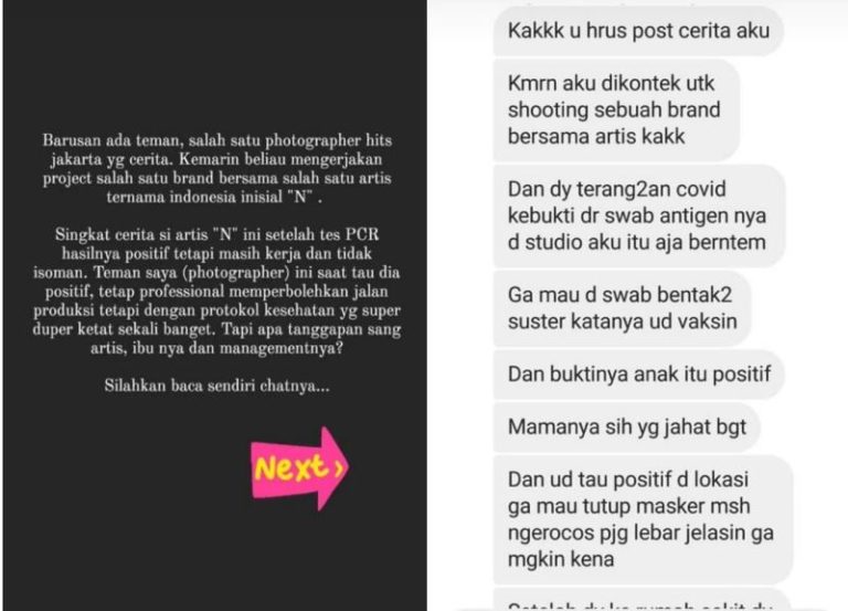 Geger Soal Artis N yang Tetap Ngotot Pemotretan Walau Positif Covid 19 Siapakah Dia