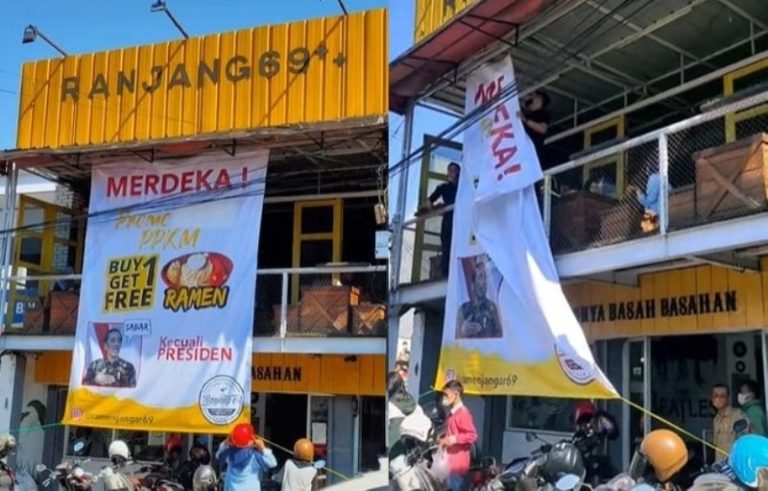 Heboh Baliho Promo Ramen Buy 1 Get 1 Kecuali Presiden, Akhirnya Dicopot Heboh Baliho Promo Ramen Buy 1 Get 1 Kecuali Presiden Akhirnya Dicopot
