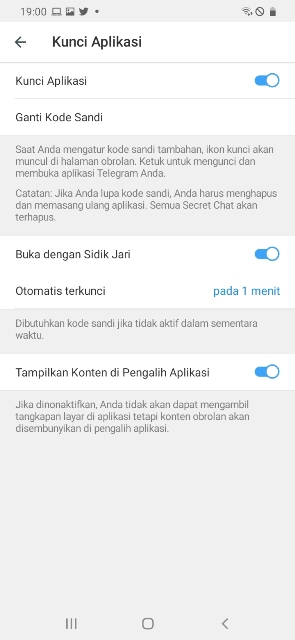 Pengaturan Kunci Aplikasi