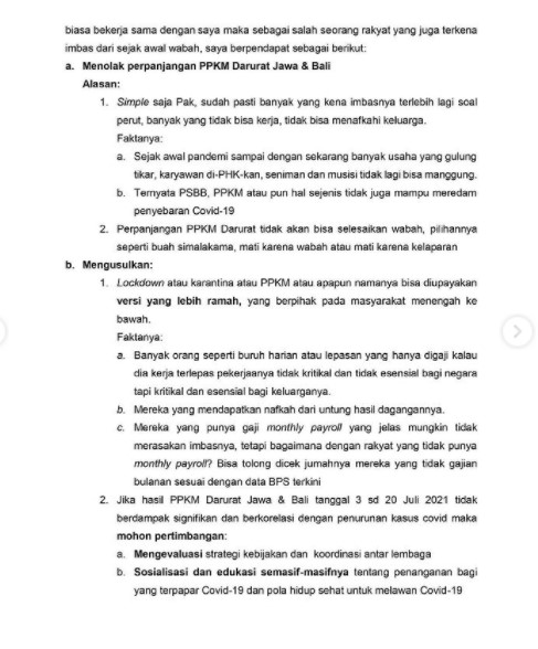 Screenshot Surat Terbuka Didi untuk Jokowi