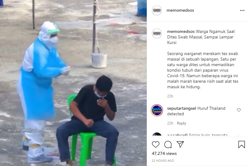 Tangkapan Layar Unggahan Video Warga yang Ngamuk Saat Tes Swab