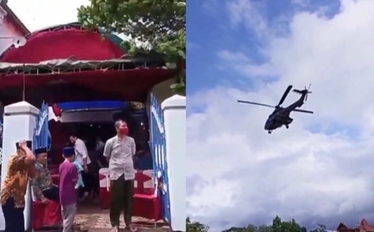 Bak Adegan Drakor Helikopter Mendarat di Dekat Acara Hajatan Hingga Bikin Tamu Kaget
