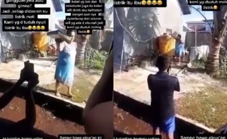 Bawa Al Quran Emak emak Ngomel Tuduh Kabel WiFi Tetangga Nyolong Listrik dari Rumahnya