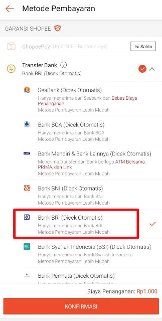 Cara Memilih Metode Pembayaran Shopee