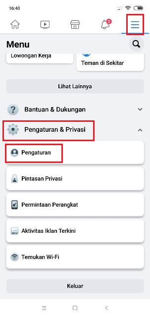 Pengaturan Facebook