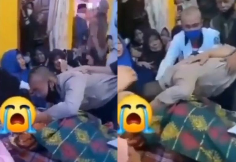 Sedih Pria Berlari Untuk Peluk Jenazah Ayah yang Wafat Usai Dirinya Seminggu Lulus Bintara Polri