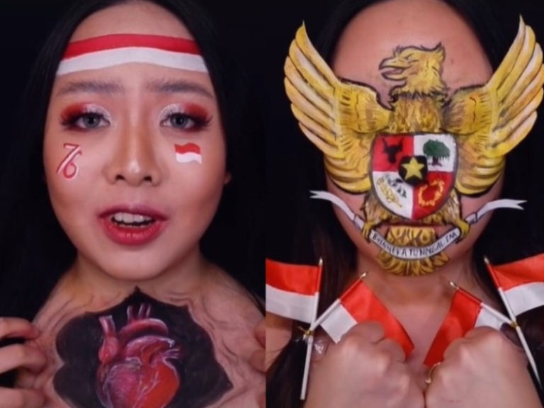 Totalitas Wanita ini Habiskan Waktu 18 Jam Untuk Makeup Tema HUT RI ke 76 Begini Hasilnya