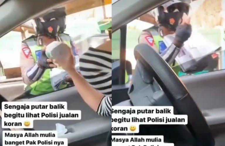 VIRAL Polisi Jualan Koran dan Tisu di Jalan Demi Bantu Pedagang Lansia yang Kakinya Sakit