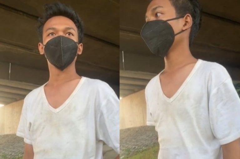 VIRAL Seorang Pemuda Tinggal di Kolong Jembatan Nangis Saat Diberi Uang Oleh Polisi
