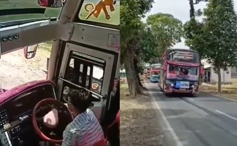 VIRAL Sopir Bus di Kuningan Ugal ugalan Lakukan Aksi Oleng yang Berbahaya