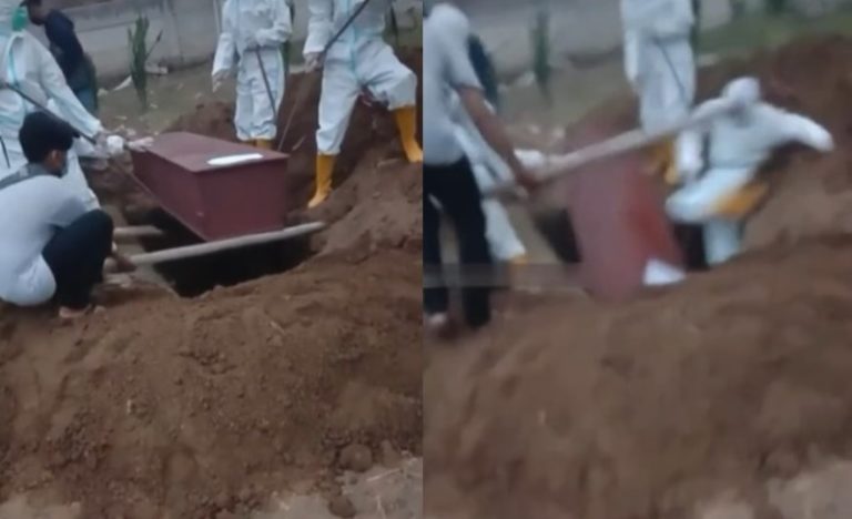 VIRAL Video Petugas Pemakaman Terperosok ke Dalam Liang Lahat Orang orang Auto Panik