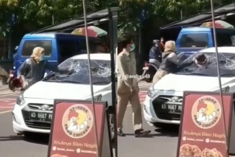 Wanita Berseragam ASN Hancurkan Kaca Mobil Pakai Helm Apa Penyebabnya