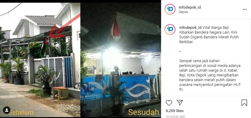 Warga Kibarkan Bendera Palestina di Depan Rumah