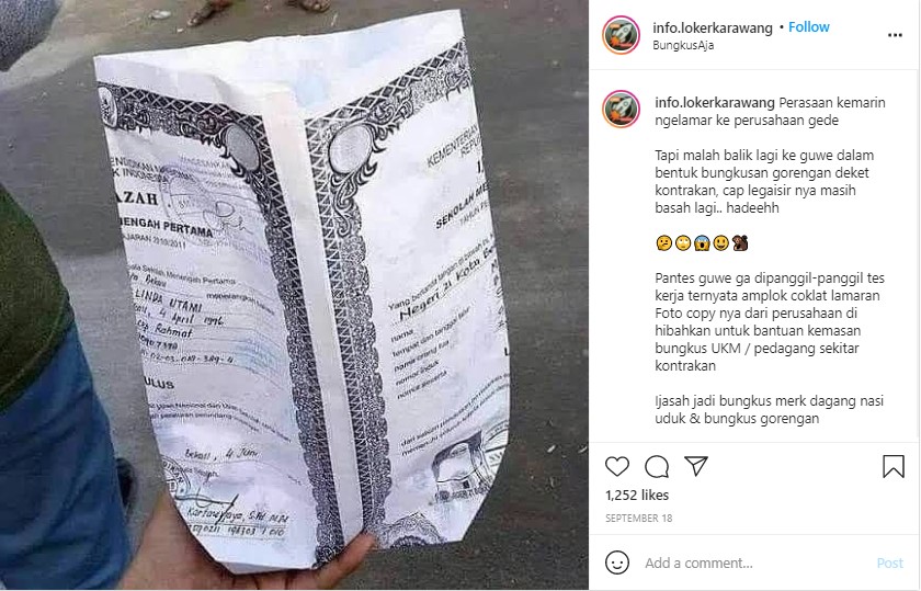 Bungkus Gorengan Dari Ijazah