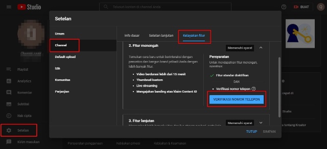Cara Verifikasi Nomor HP di YouTube