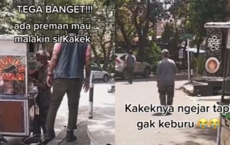 Kakek Pedagang Bubur Pasrah Saat Dipalak Preman Endingnya Sangat Mengejutkan