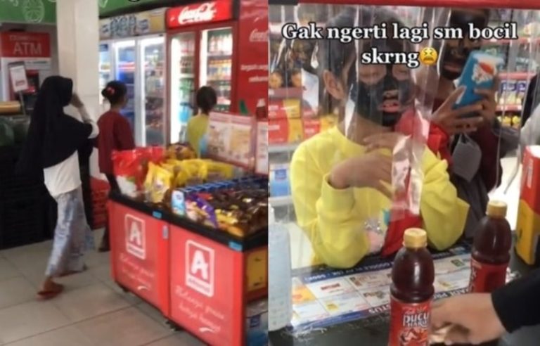 Tingkah Absurd Tiga Bocah Saat Belanja di Minimarket PD Banget Pakai Masker Begini