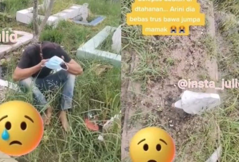 Viral Pria Baru Bebas dari Penjara Dibawa ke Makam Sang Ibu Kaget dan Langsung Nangis