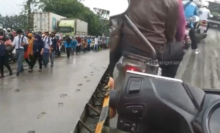 Viral Video Pengendara Nekat Lewati Jalan yang Baru Dicor Gegara Macet Parah