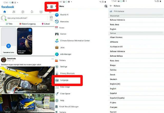 Cara Mengganti Bahasa di Facebook Lite