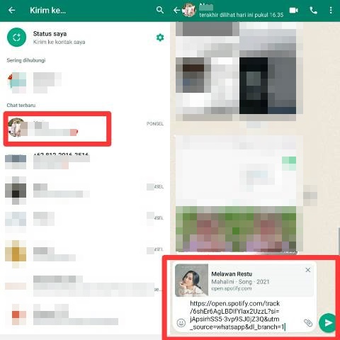 Kirim Lagu Spotify ke Kontak atau Grup