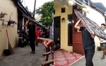 Kocak Maling Besi Diarak Warga Keliling Gang Sambil Dinyanyikan Lagu Happy Birthday