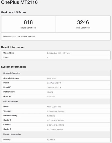 OnePlus MT2110 Geekbench OnePlus MT2110 Geekbench