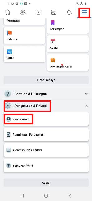 Pengaturan Facebook