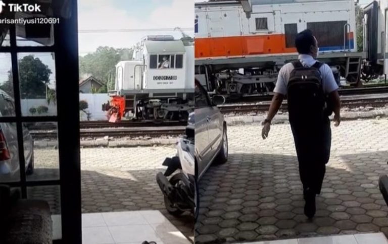 VIRAL Momen Masinis Dijemput Kereta Api Tepat di Depan Rumahnya VIRAL Momen Masinis Dijemput Kereta Api Tepat di Depan Rumahnya