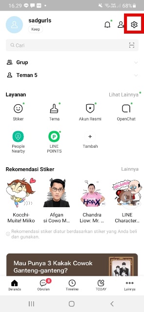 Cadangkan Semua Chat Line 