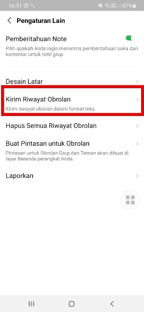 Cadangkan chat lewat Gmail