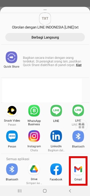 Cadangkan dan Kirim lewat Gmail 