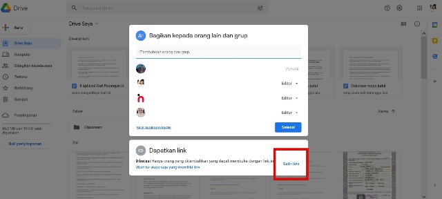 Cara Share Link Google Drive Laptop 
