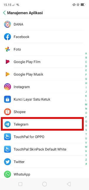 Hapus data Telegram