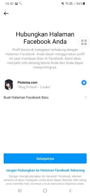 Hubungkan akun bisnis dengan FB