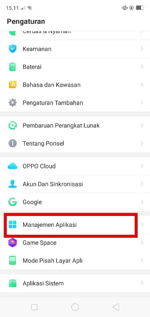 Menghapus data aplikasi