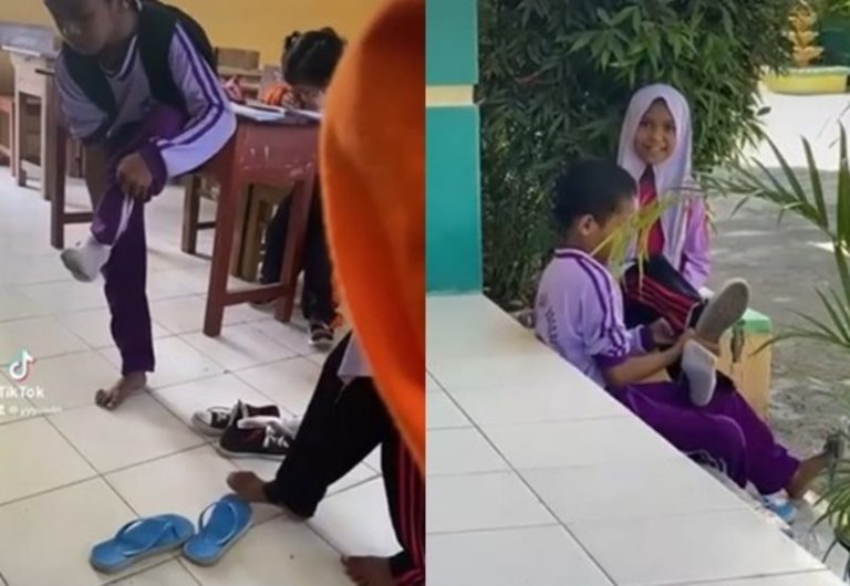 Miris Cuma Punya Sepasang Kakak Adik ini Kerap Gantian Pakai Sepatu Saat Sekolah