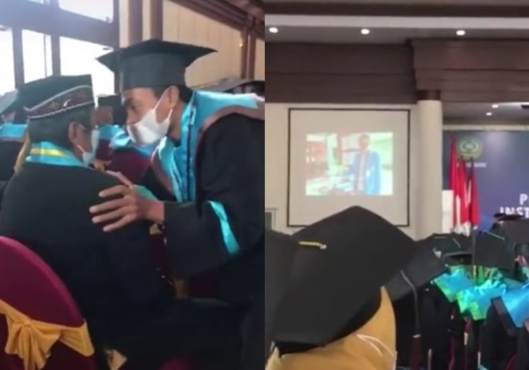 Momen Haru Ayah Gantikan Wisuda Sang Anak yang Meninggal, Banjir Air Mata! Momen Haru Ayah Gantikan Wisuda Sang Anak yang Meninggal Banjir Air Mata