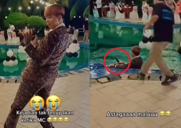 Momen MC Tercebur ke Kolam Renang Gara-gara Kejar Microfon, Malunya Kebangetan! Momen MC Tercebur ke Kolam Renang Gara gara Kejar Microfon Malunya Kebangetan